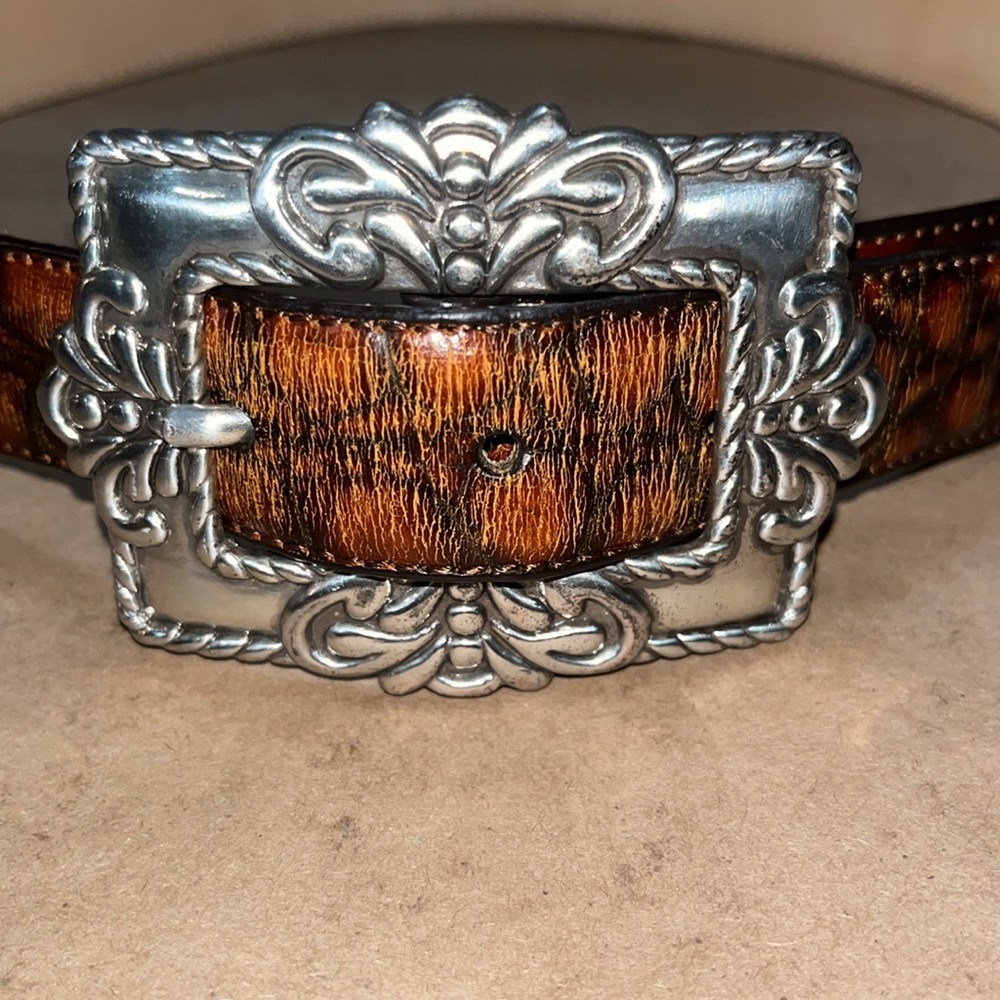Barse • Mobile Black/Brown Croc Genuine Italian Leather Belt • Size Small - Picture 2 of 11
